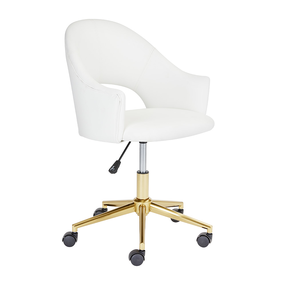 Castelle Gold Office Chair: White Leatherette
